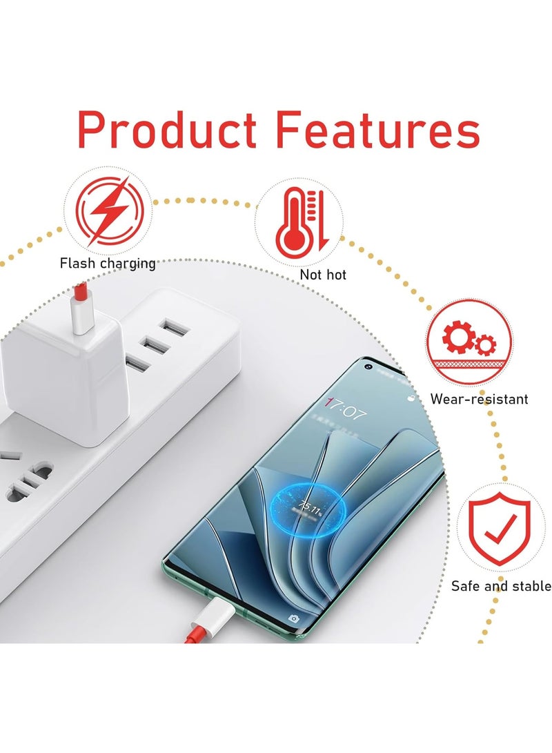 1Pack USB C Cable for OnePlus 15/14 /13/12/12R/11R/11/10/9/Nord CE/Nord N100 / 8T / 8/8 Pro / 7T / 7T Pro / 7/7 Pro / 6 / 6T / 5T / 5 / 3T / 3, USB Type C Fast Dash Charging Charge Data Cable - Image 5